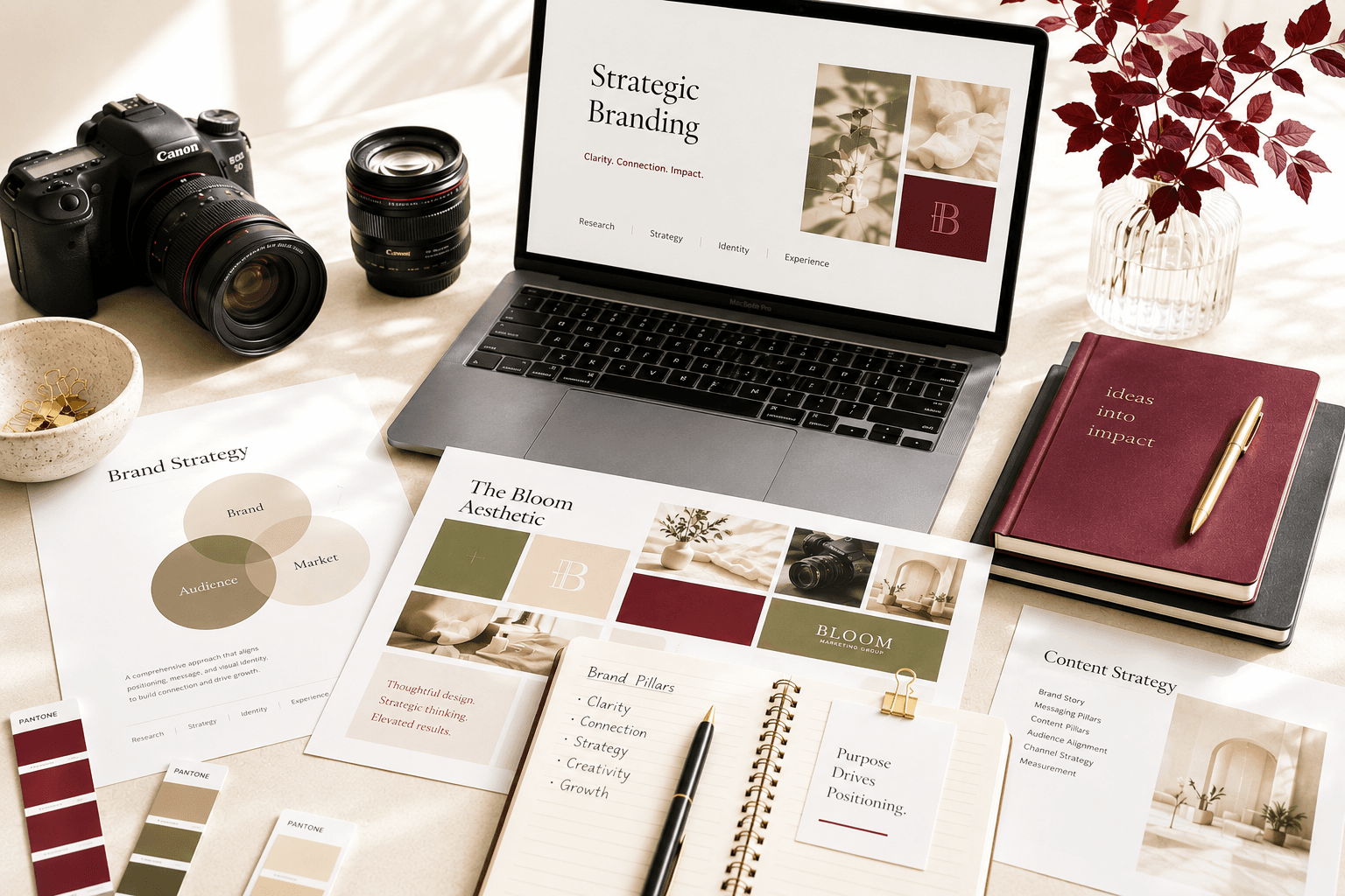 Bloom Marketing Group brand strategy workspace